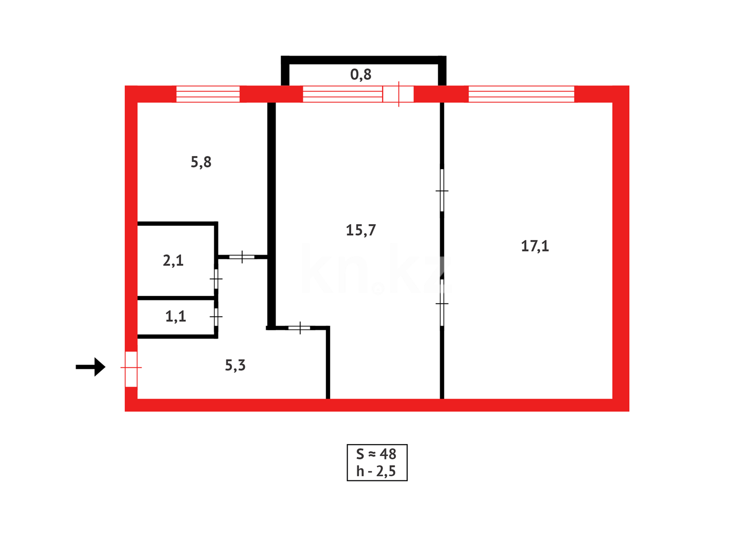Продажа 2-комнатной квартиры, 47 м², 3 мкр-н в Абае - фото 6