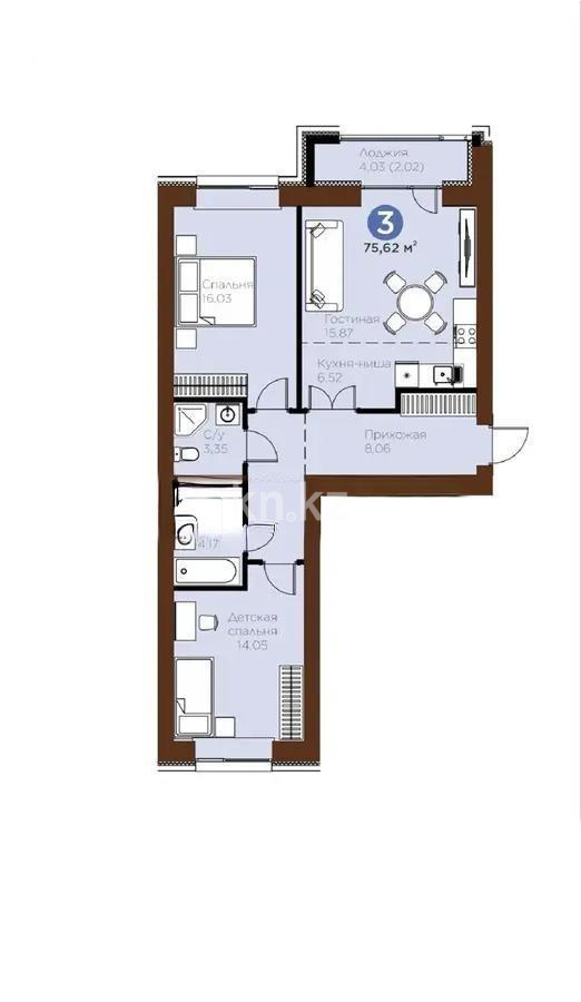 Продажа 3-комнатной квартиры, 76 м² в Астане