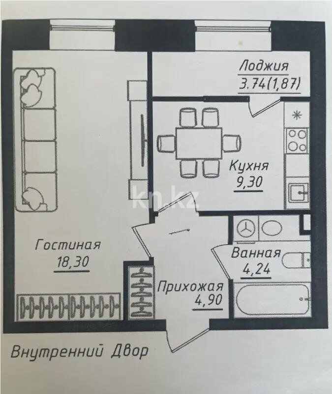 Продажа 1-комнатной квартиры, 39 м² в Астане