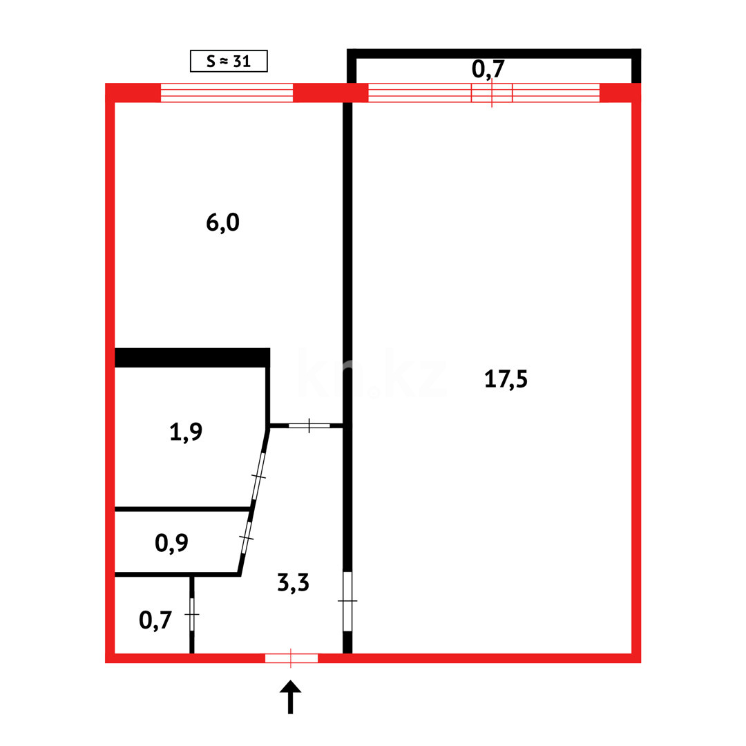 Продажа 1-комнатной квартиры, 31.1 м², мкр-н 14 в Караганде - фото 11