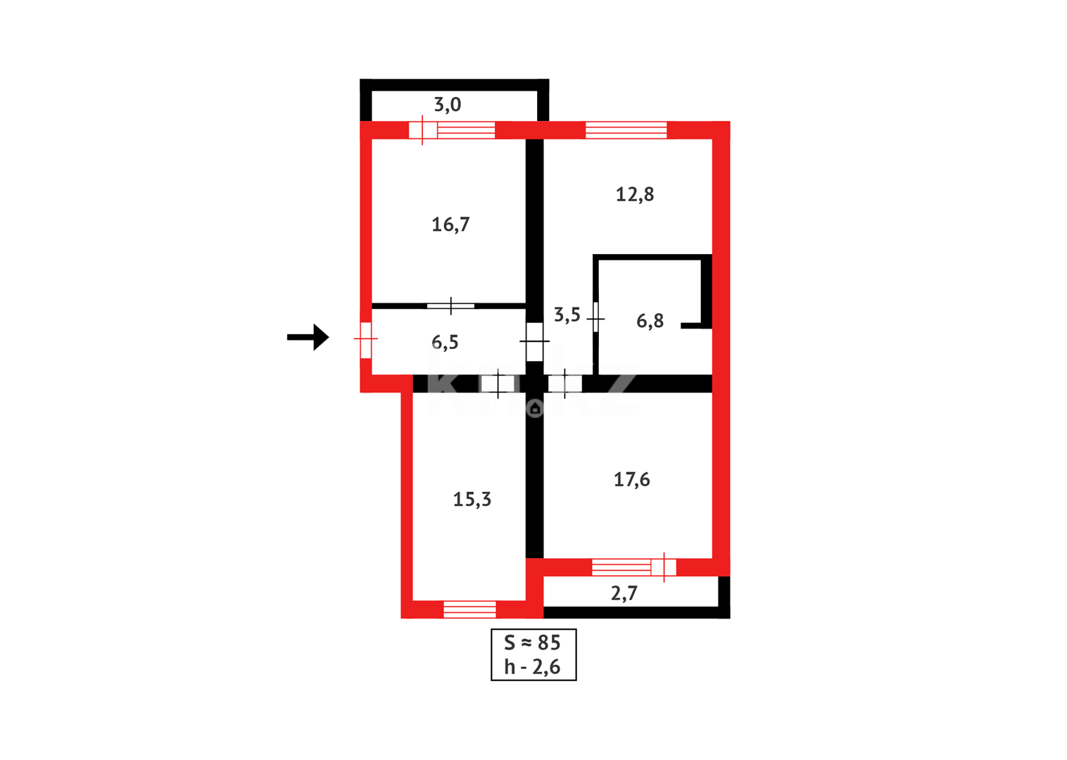 Продажа 3-комнатной квартиры, 84 м², ул. Ермекова в Караганде - фото 19