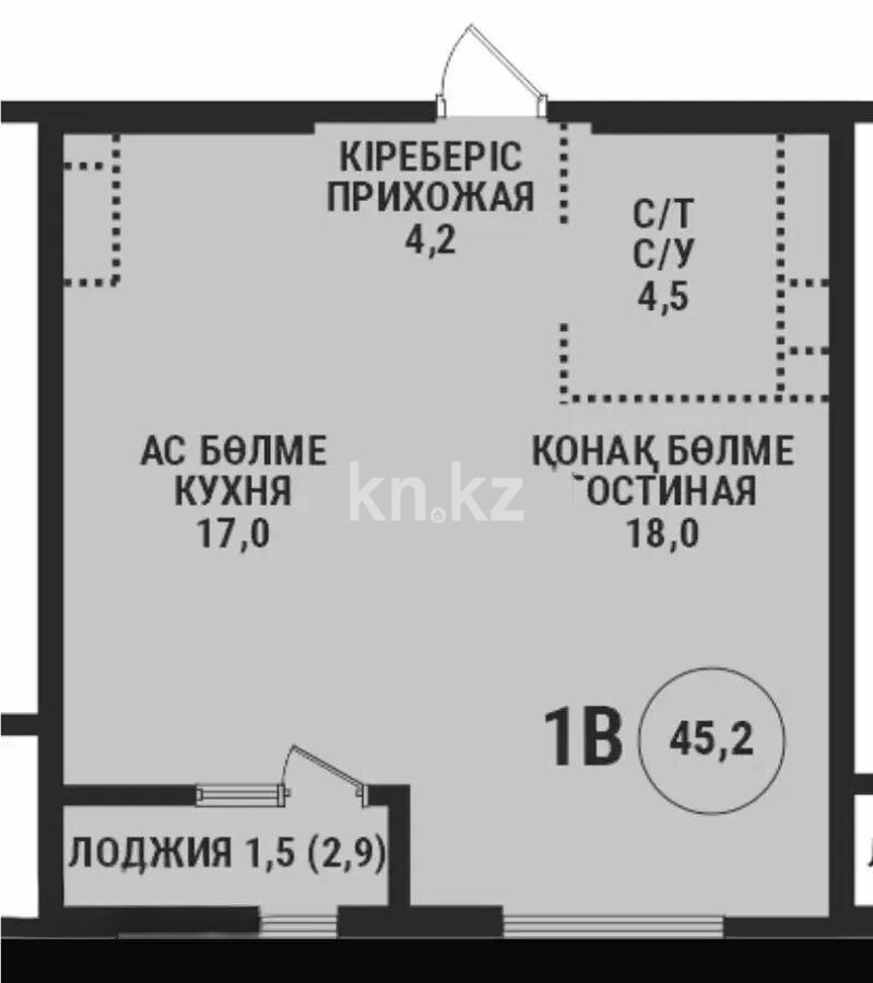 Продажа 2-комнатной квартиры, 45.6 м² в Алматы