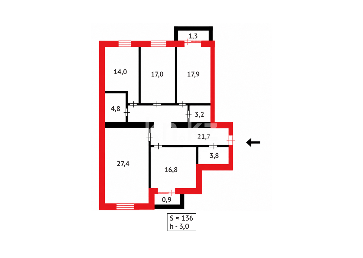 Продажа 4-комнатной квартиры, 136 м² в Караганде - фото 20