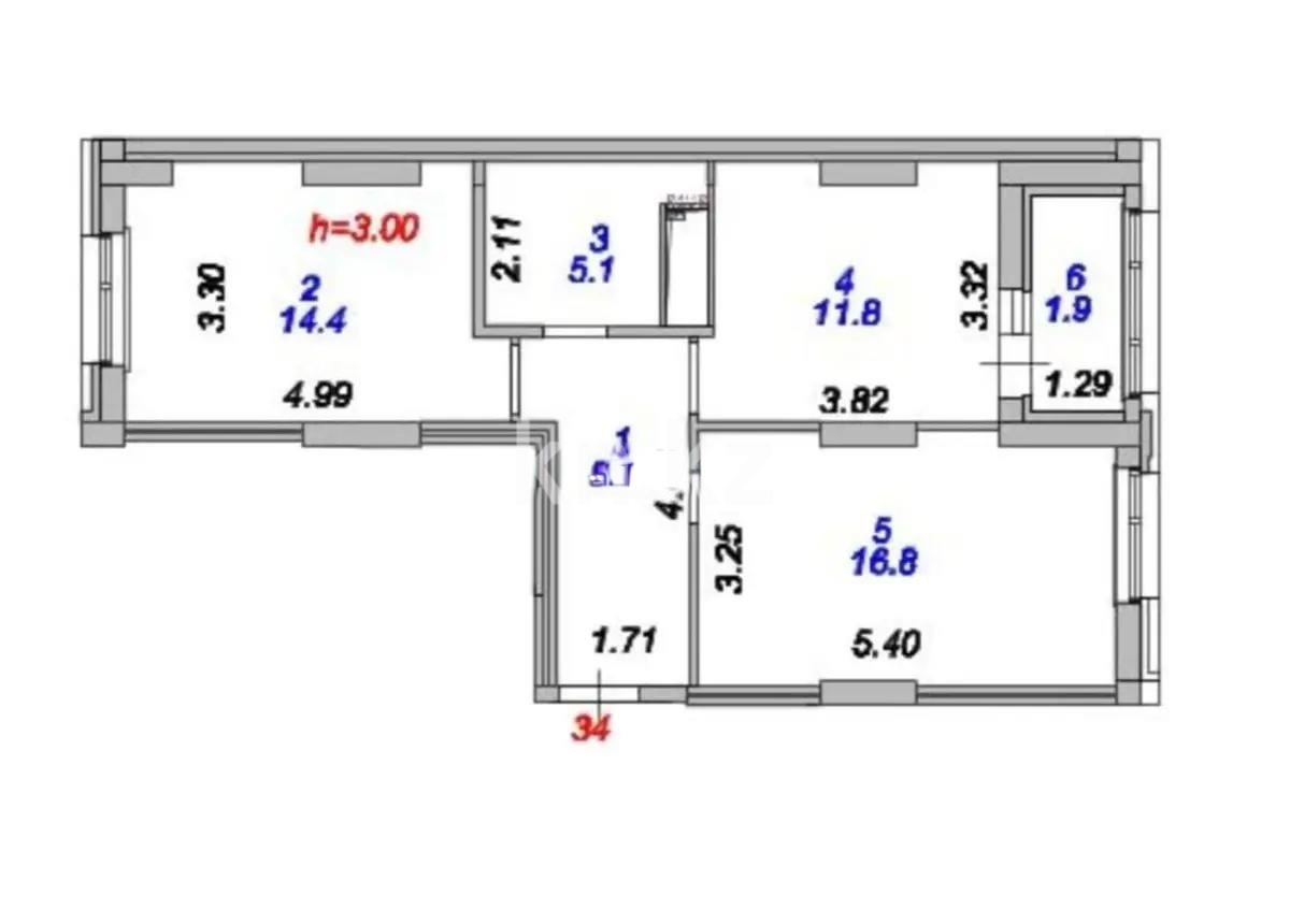Продажа 2-комнатной квартиры, 58 м² в Астане - фото 3