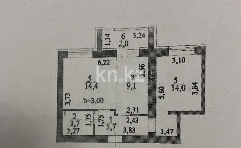Продажа 2-комнатной квартиры, 48.99 м² в Астане