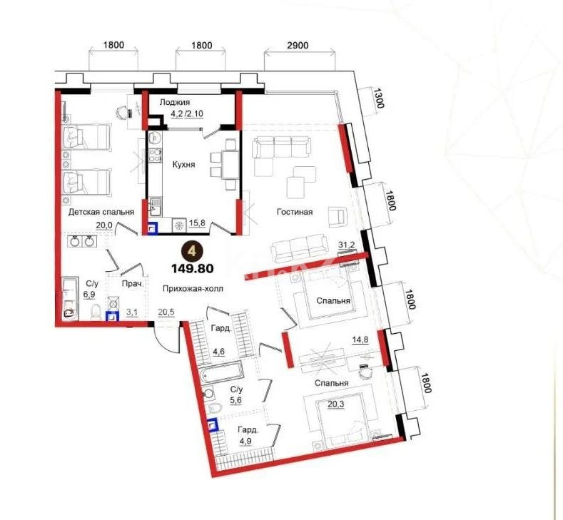 Продажа 4-комнатной квартиры, 149.8 м² в Алматы