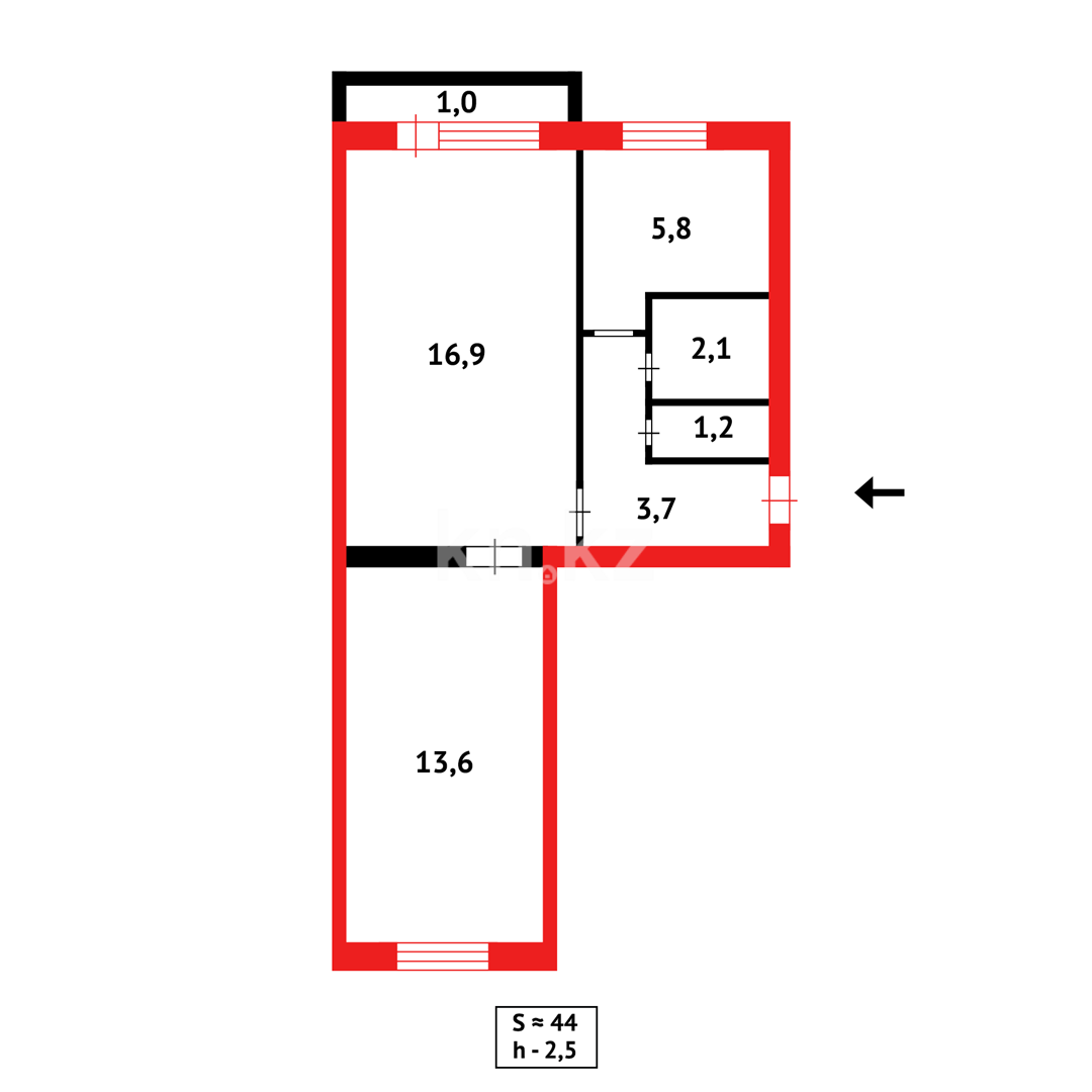 Продажа 2-комнатной квартиры, 47 м², 2 мкр-н в Абае - фото 9