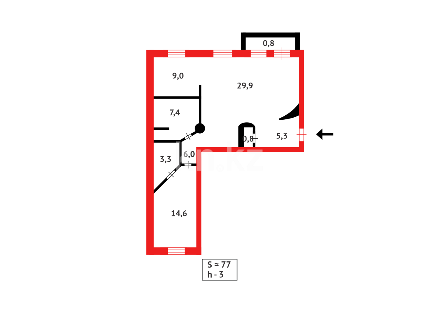 Продажа 3-комнатной квартиры, 77 м², пр. Республики в Темиртау - фото 11