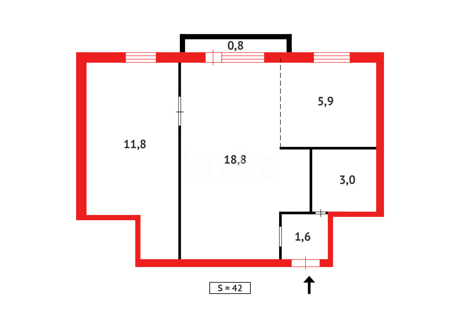 Продажа 2-комнатной квартиры, 42 м² в Караганде - фото 11