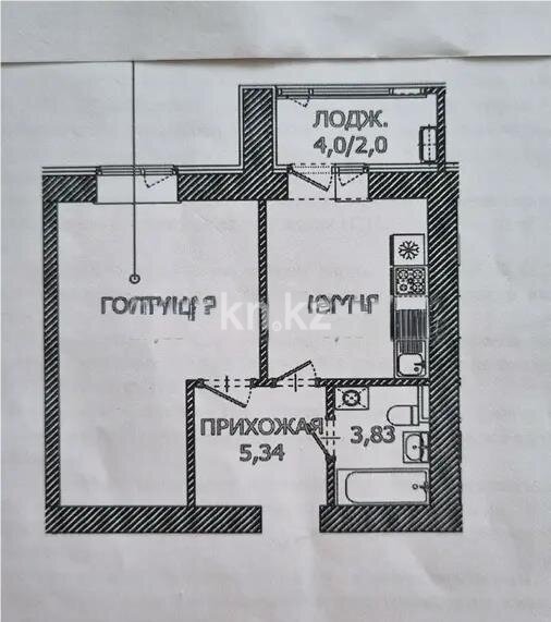 Продажа 1-комнатной квартиры, 39.9 м² в Астане