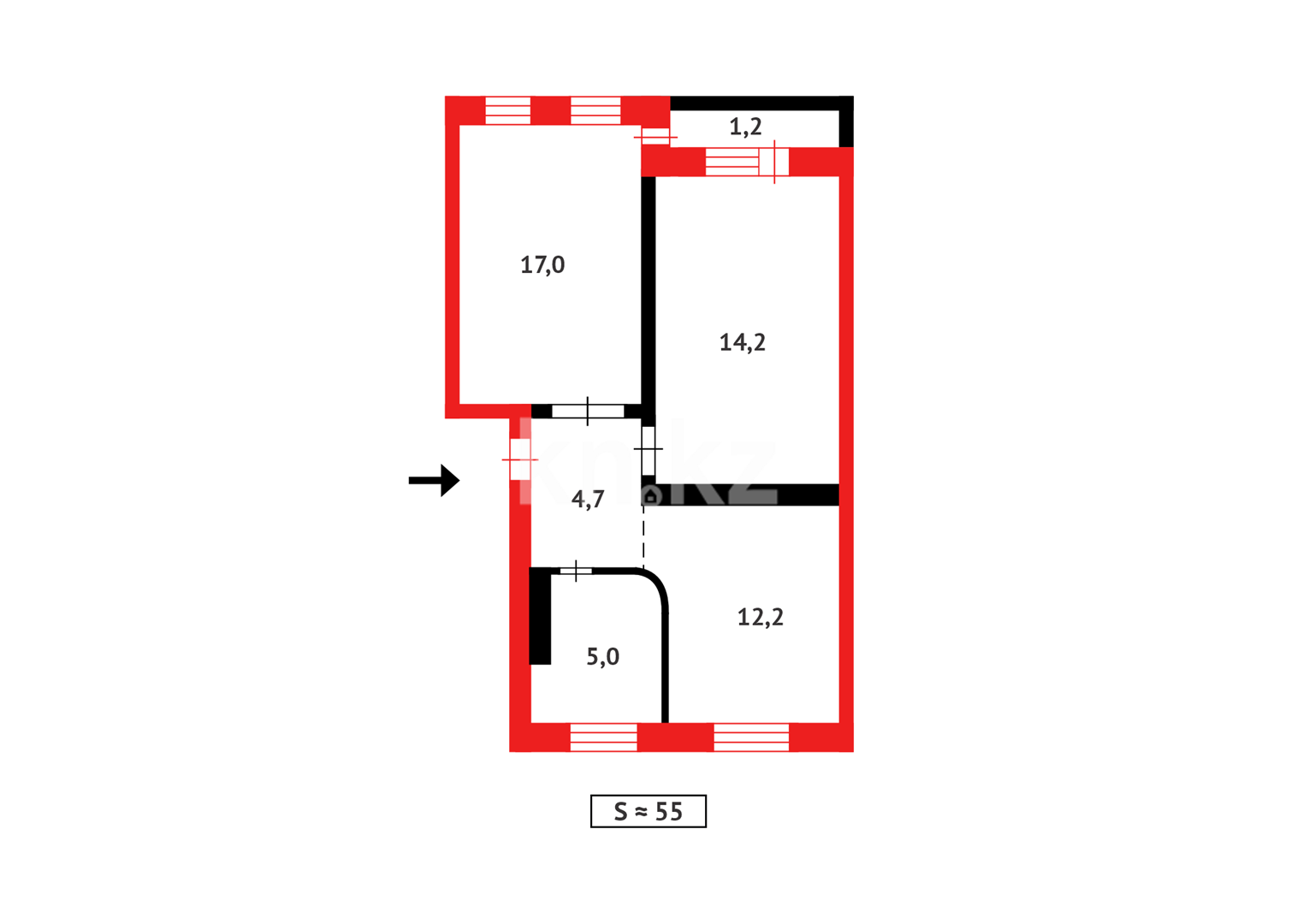 Продажа 2-комнатной квартиры, 56 м² в Караганде - фото 25
