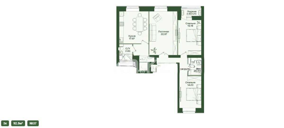 Продажа 3-комнатной квартиры, 92.5 м², ул. Калдаякова, дом  59 стр в Астане