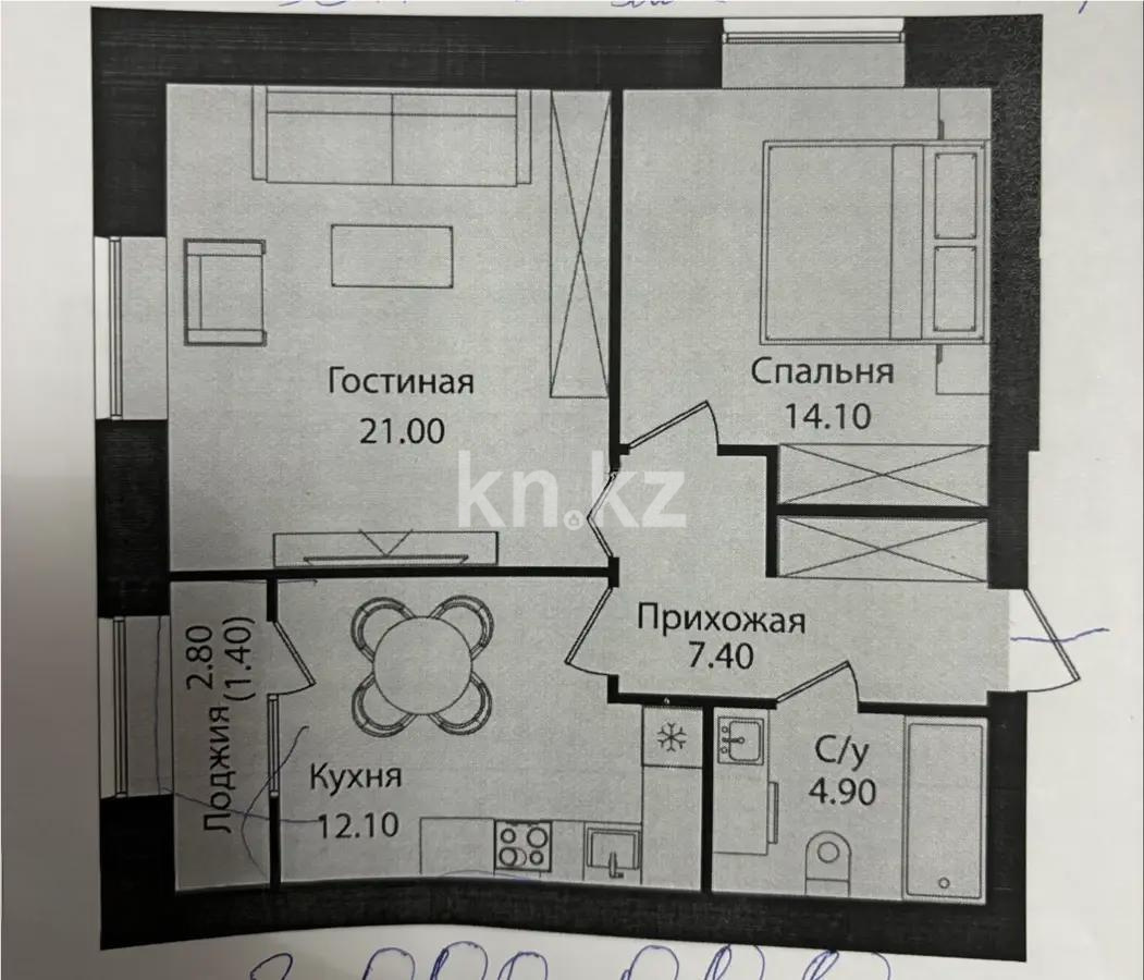 Продажа 2-комнатной квартиры, 60 м², ул. Е-15, дом  16 в Астане