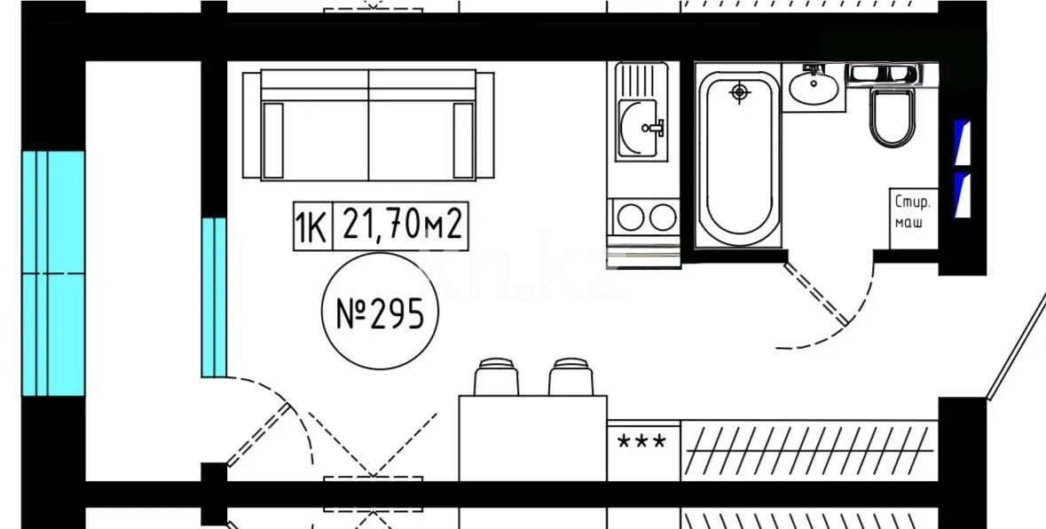 Продажа 1-комнатной квартиры, 21.7 м² в Астане