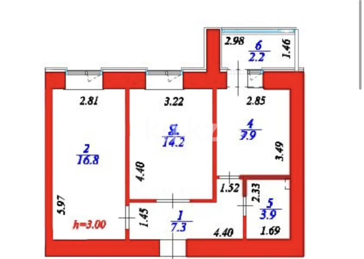 Продажа 2-комнатной квартиры, 54.3 м² в Астане