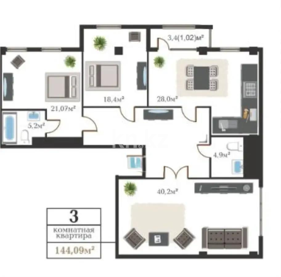 Продажа 3-комнатной квартиры, 144 м² в Астане - фото 10