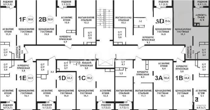 Продажа 1-комнатной квартиры, 39.1 м², пр. Райымбека, дом  590/15 в Алматы