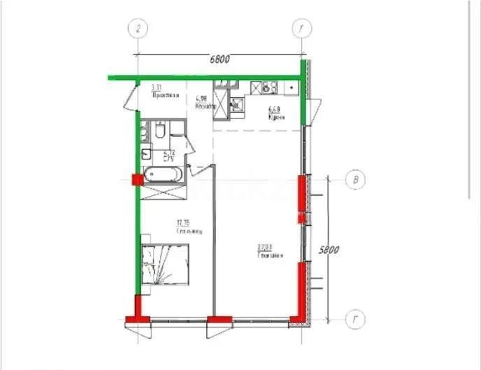 Продажа 2-комнатной квартиры, 64.3 м² в Алматы