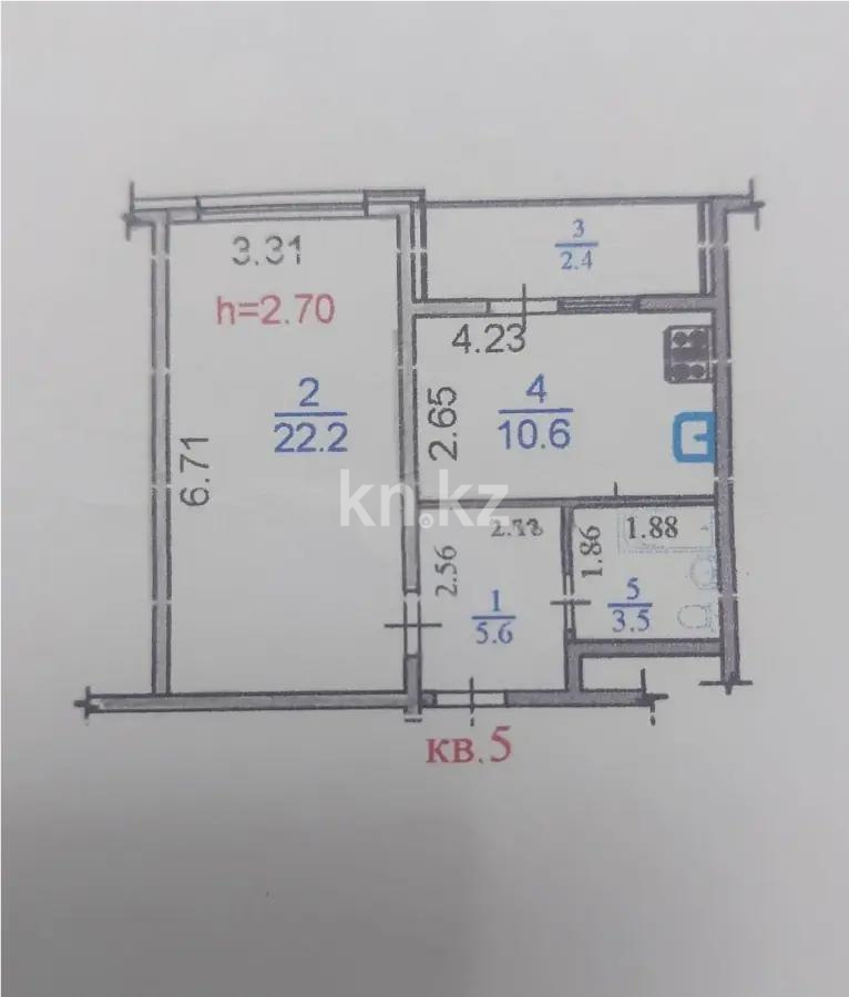 Продажа 1-комнатной квартиры, 45 м², мкр-н Саялы, дом  109 в Алматы - фото 7