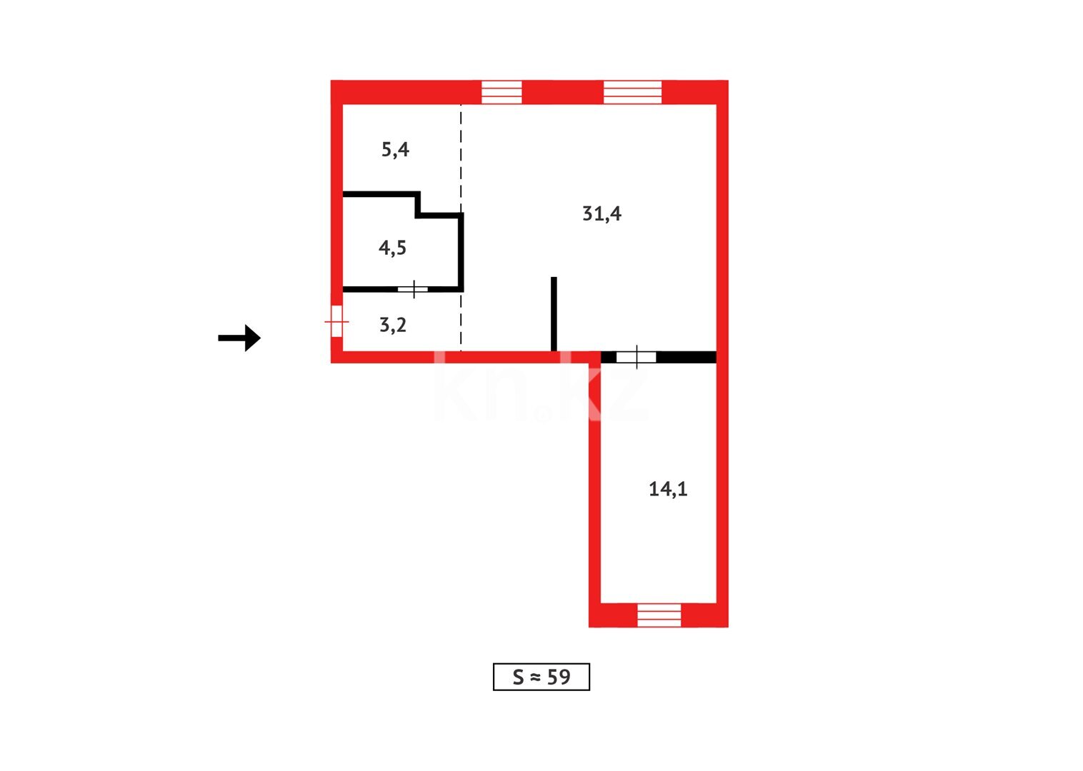 Продажа 3-комнатной квартиры, 58 м² в Караганде - фото 9