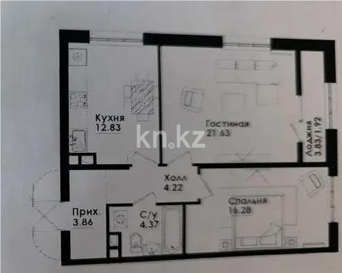 Продажа 2-комнатной квартиры, 65.11 м² в Алматы