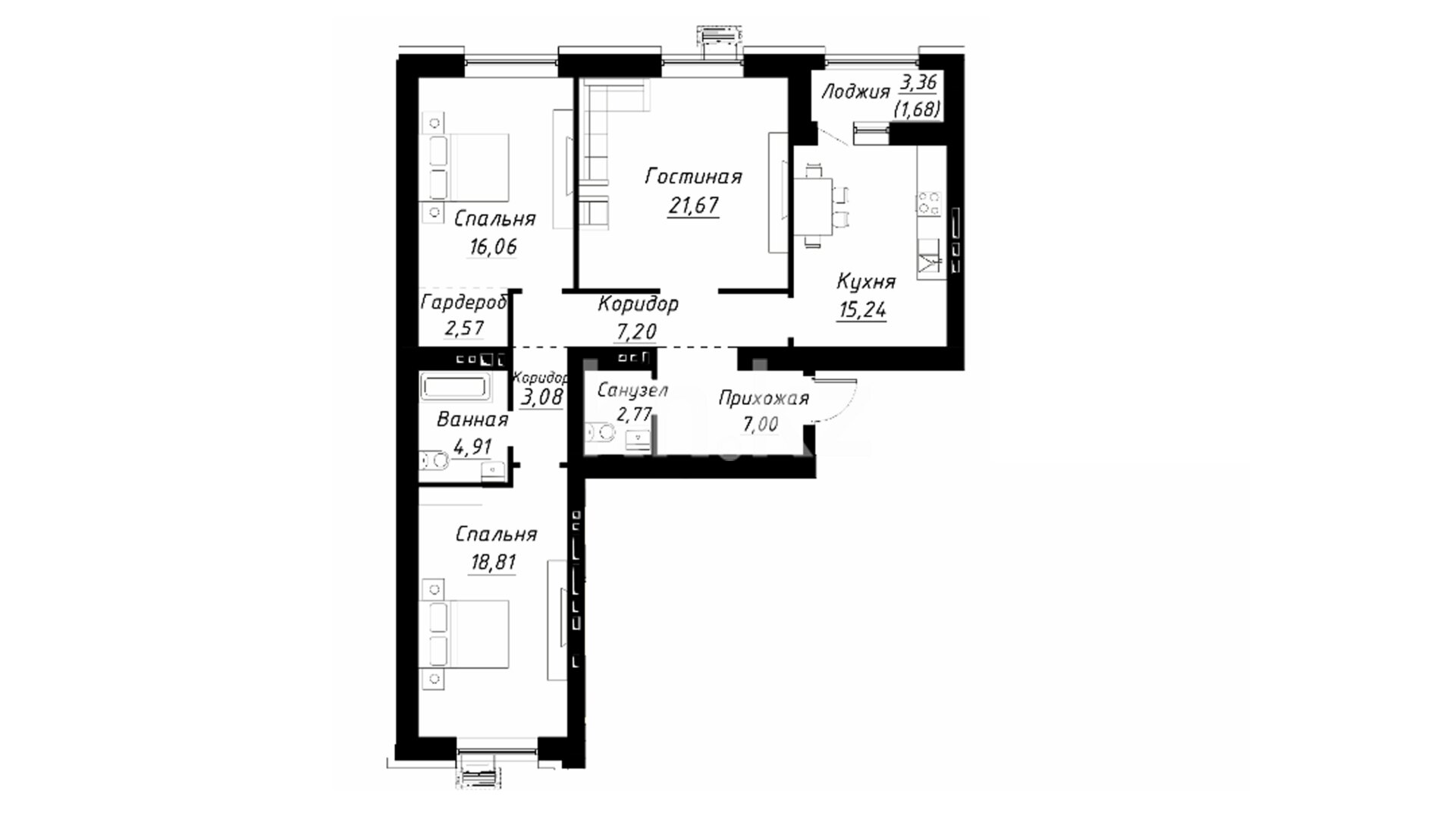ЖК Manar, 3-комнатная, цена 66 960 000 ₸, 675 000 ₸&nbsp;/&nbsp;м²