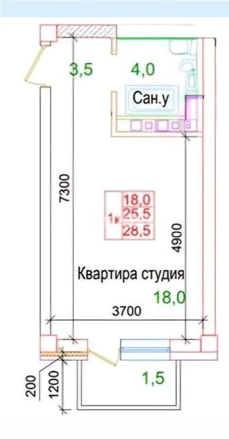 Продажа 1-комнатной квартиры, 25.9 м², ул. Белкараган, дом  28 стр в Алматы