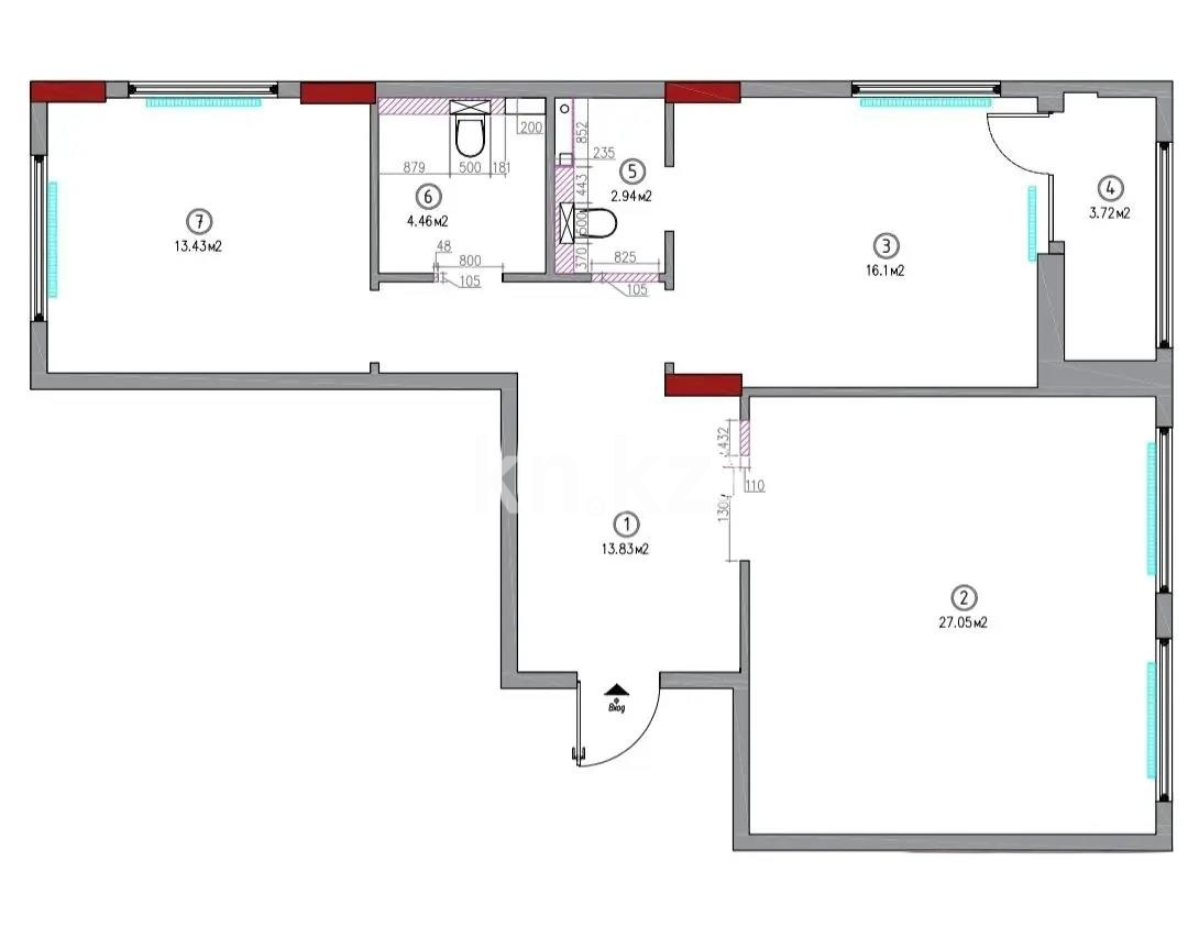 Продажа 3-комнатной квартиры, 79 м² в Астане