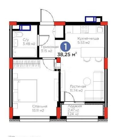 Продажа 2-комнатной квартиры, 38.25 м² в Астане - фото 3