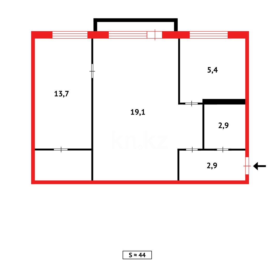 Продажа 2-комнатной квартиры, 45 м² в Темиртау - фото 7