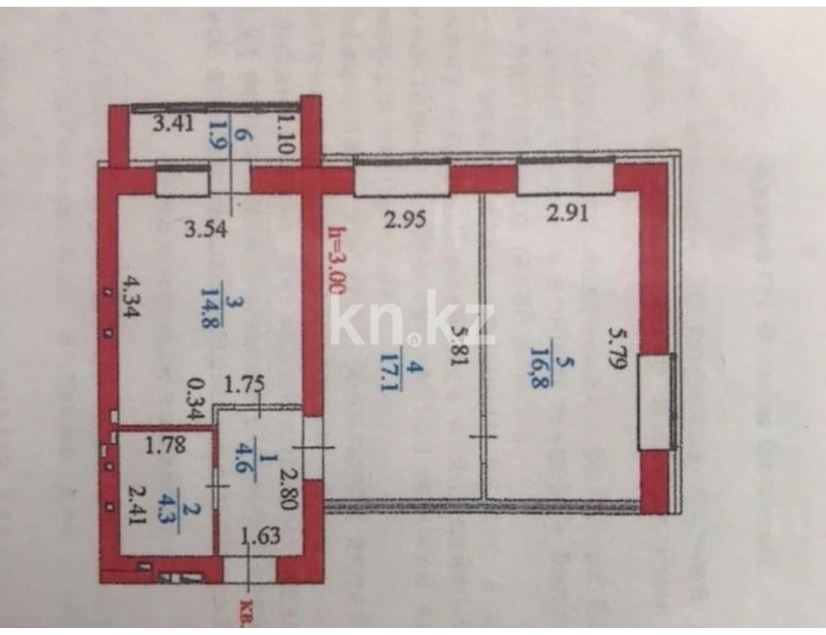 Продажа 2-комнатной квартиры, 59.5 м² в Астане