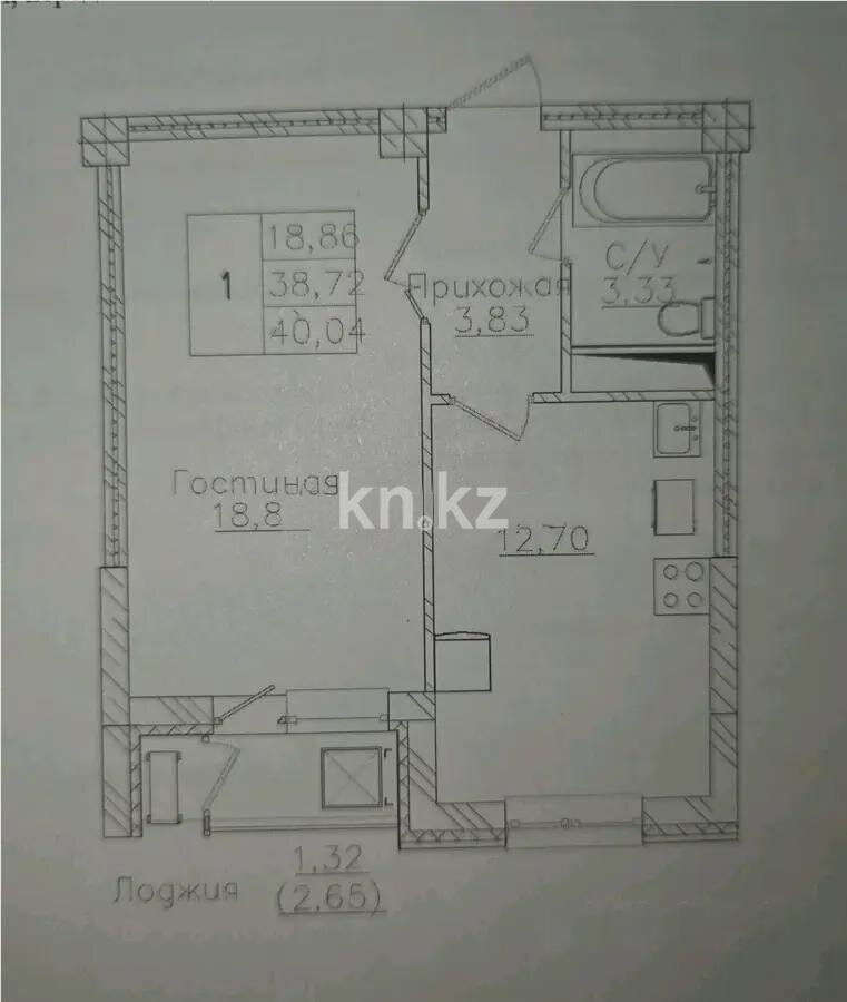 Продажа 1-комнатной квартиры, 40 м² в Астане