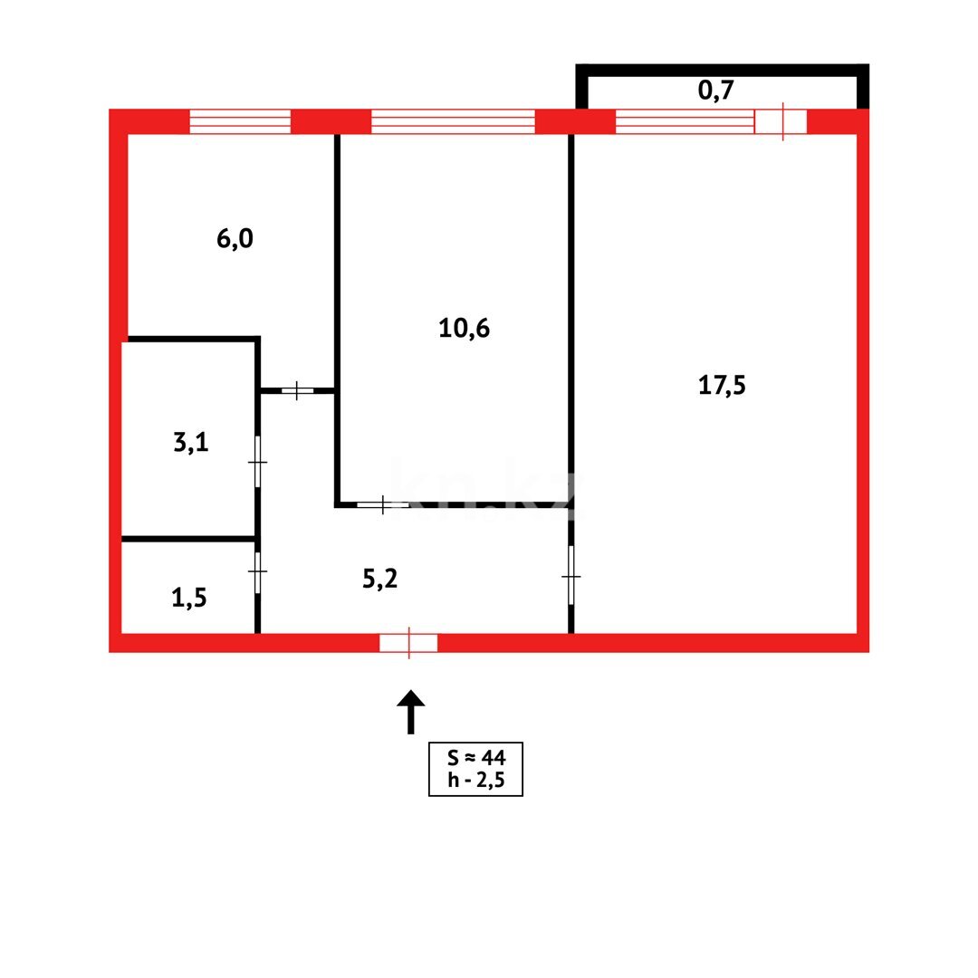 Продажа 2-комнатной квартиры, 45 м² в Караганде - фото 3