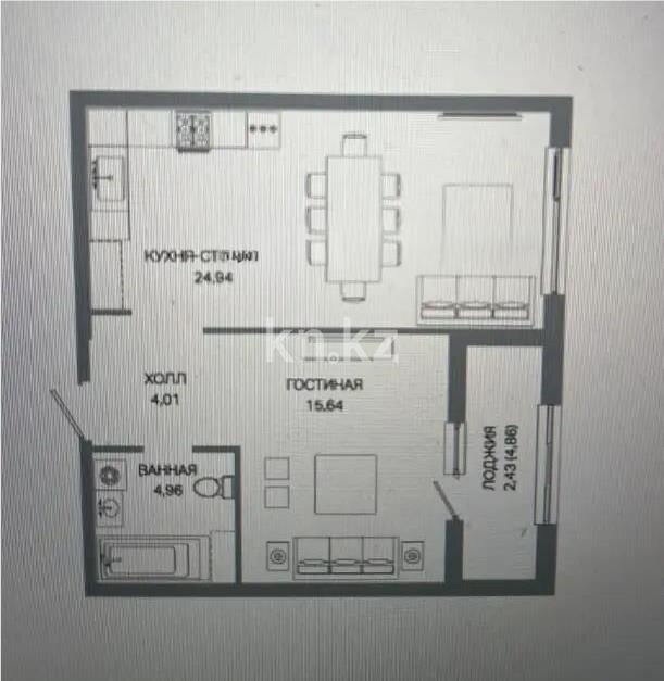 Продажа 1-комнатной квартиры, 52 м² в Астане