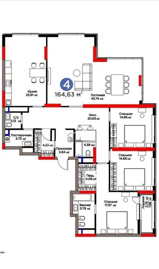 Продажа 4-комнатной квартиры, 165 м², ул. Бухар жырау, дом  26 стр в Астане - фото 2