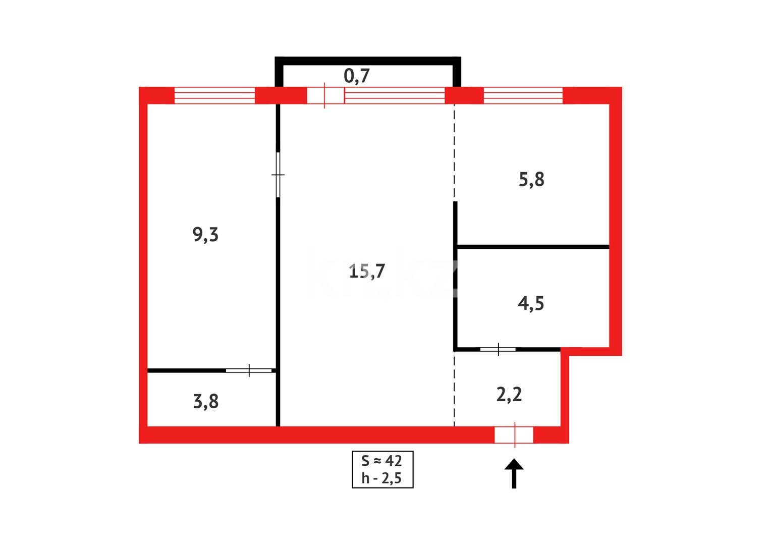 Продажа 2-комнатной квартиры, 42 м² в Караганде - фото 11