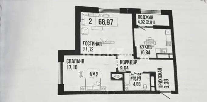 Продажа 2-комнатной квартиры, 69 м², ул. Байтурсынова, дом  47 стр в Астане