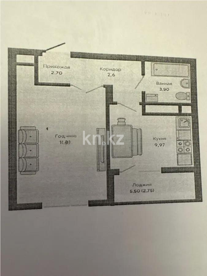 Продажа 1-комнатной квартиры, 40 м², пр. Туран, дом  89/3 стр в Астане