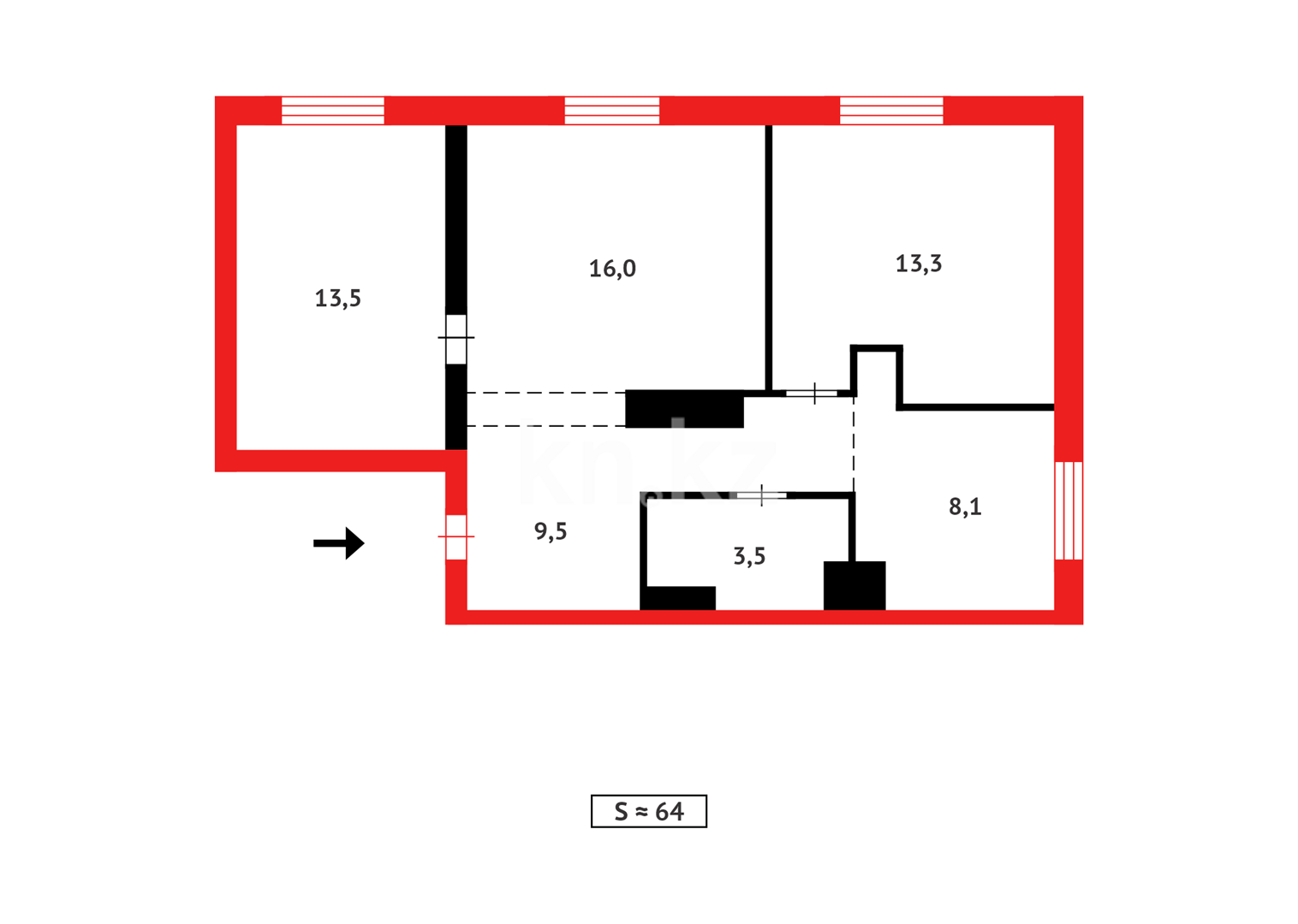 Продажа 3-комнатной квартиры, 64 м² в Караганде - фото 19