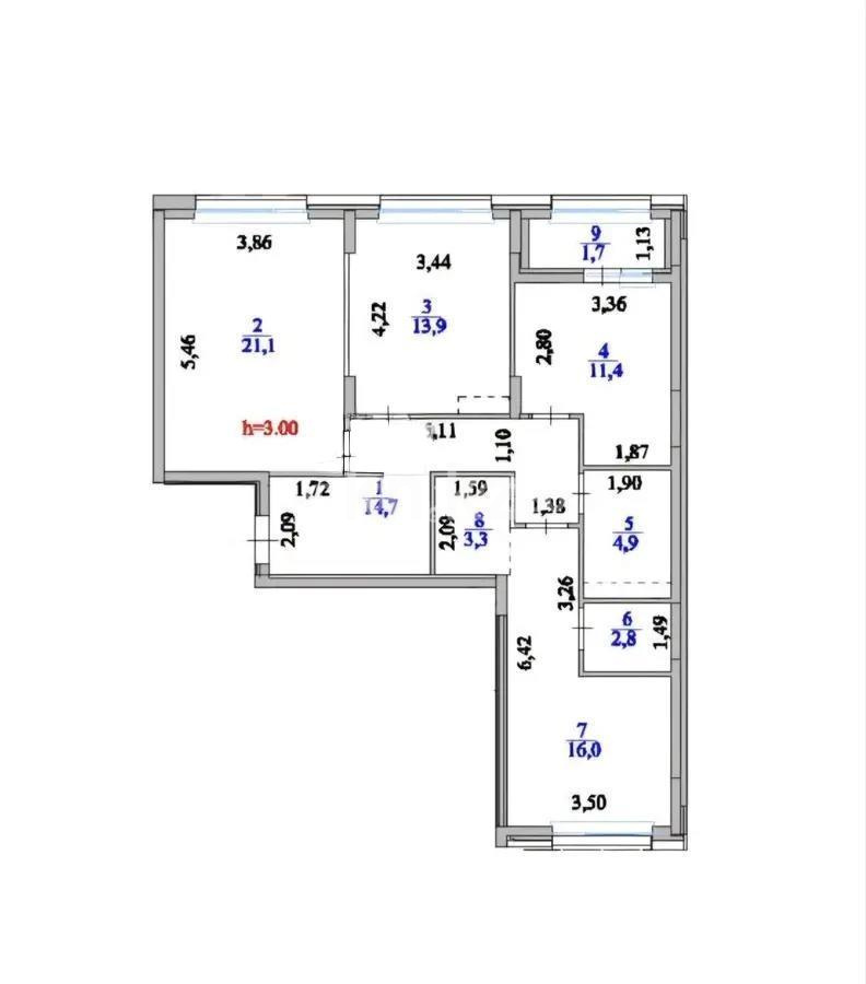 Продажа 3-комнатной квартиры, 89.8 м² в Астане