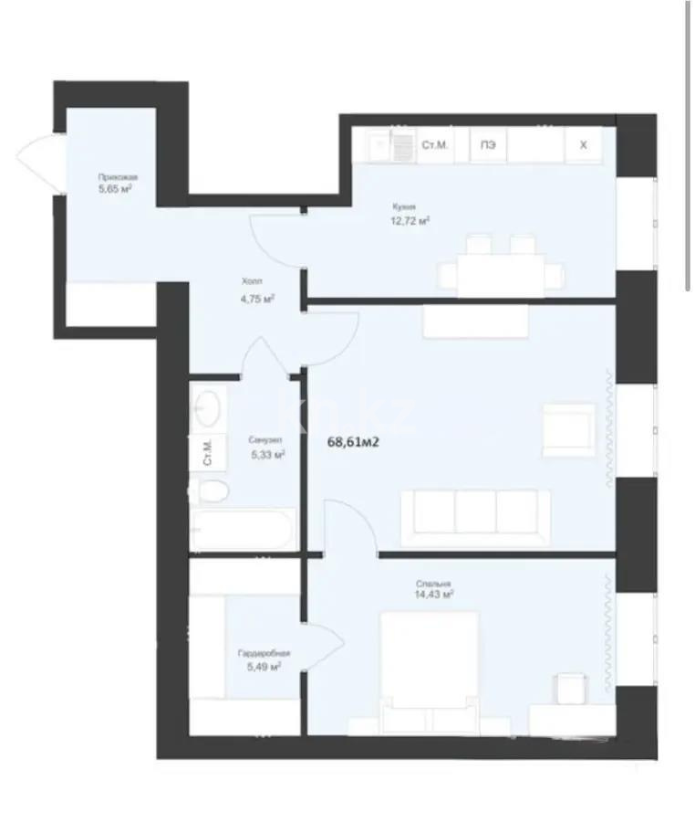 Продажа 2-комнатной квартиры, 66 м², ул. Караменде Би Шакаулы, дом  13 стр в Астане