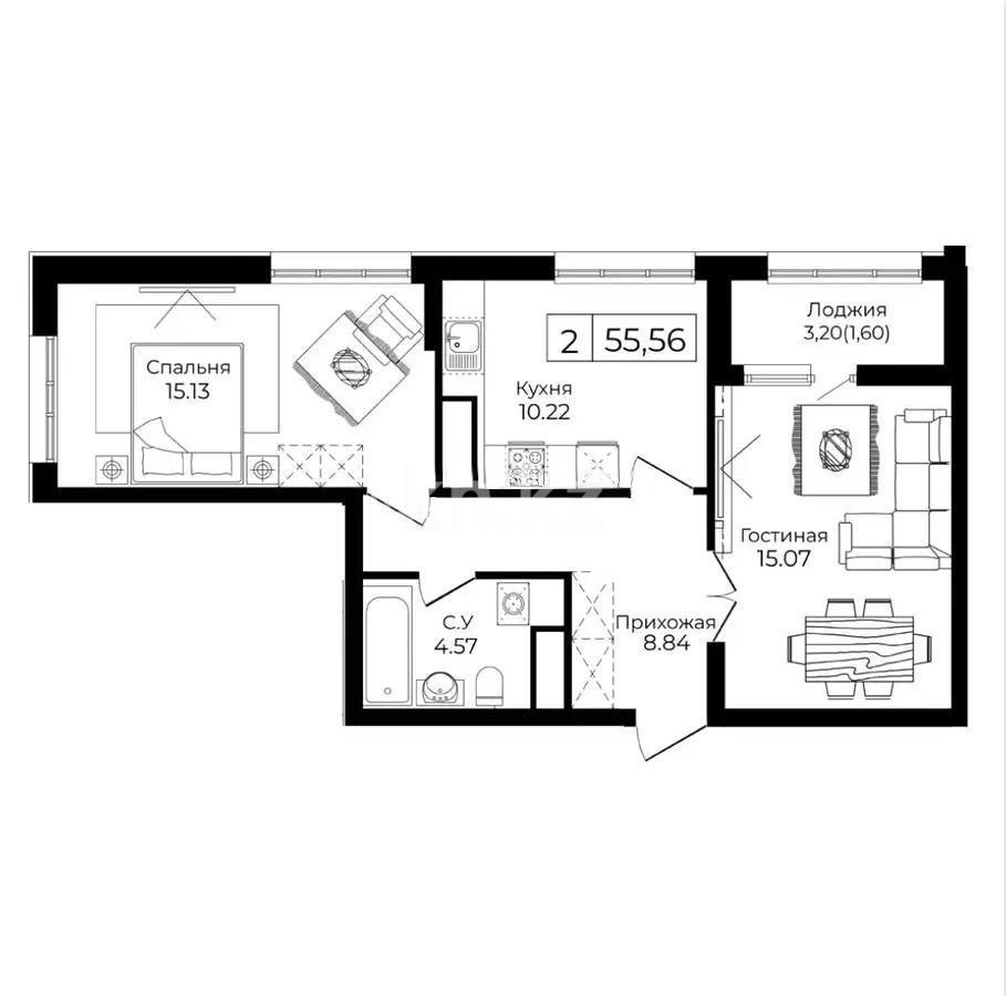 Продажа 2-комнатной квартиры, 55 м², ул. Анет баба, дом  4 в Астане
