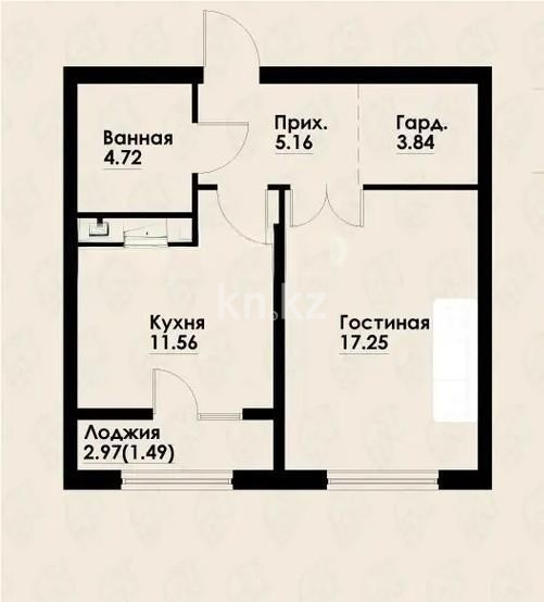 Продажа 1-комнатной квартиры, 44 м² в Алматы