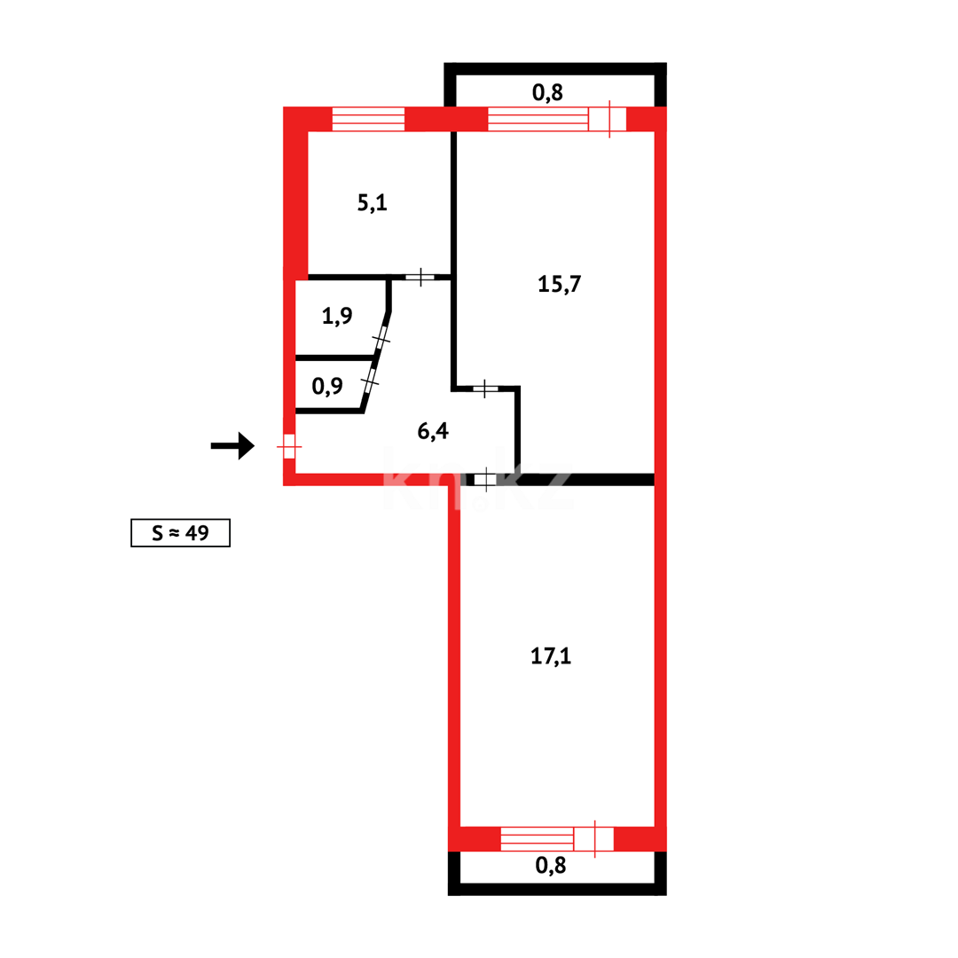 Продажа 2-комнатной квартиры, 49 м² в Темиртау - фото 12