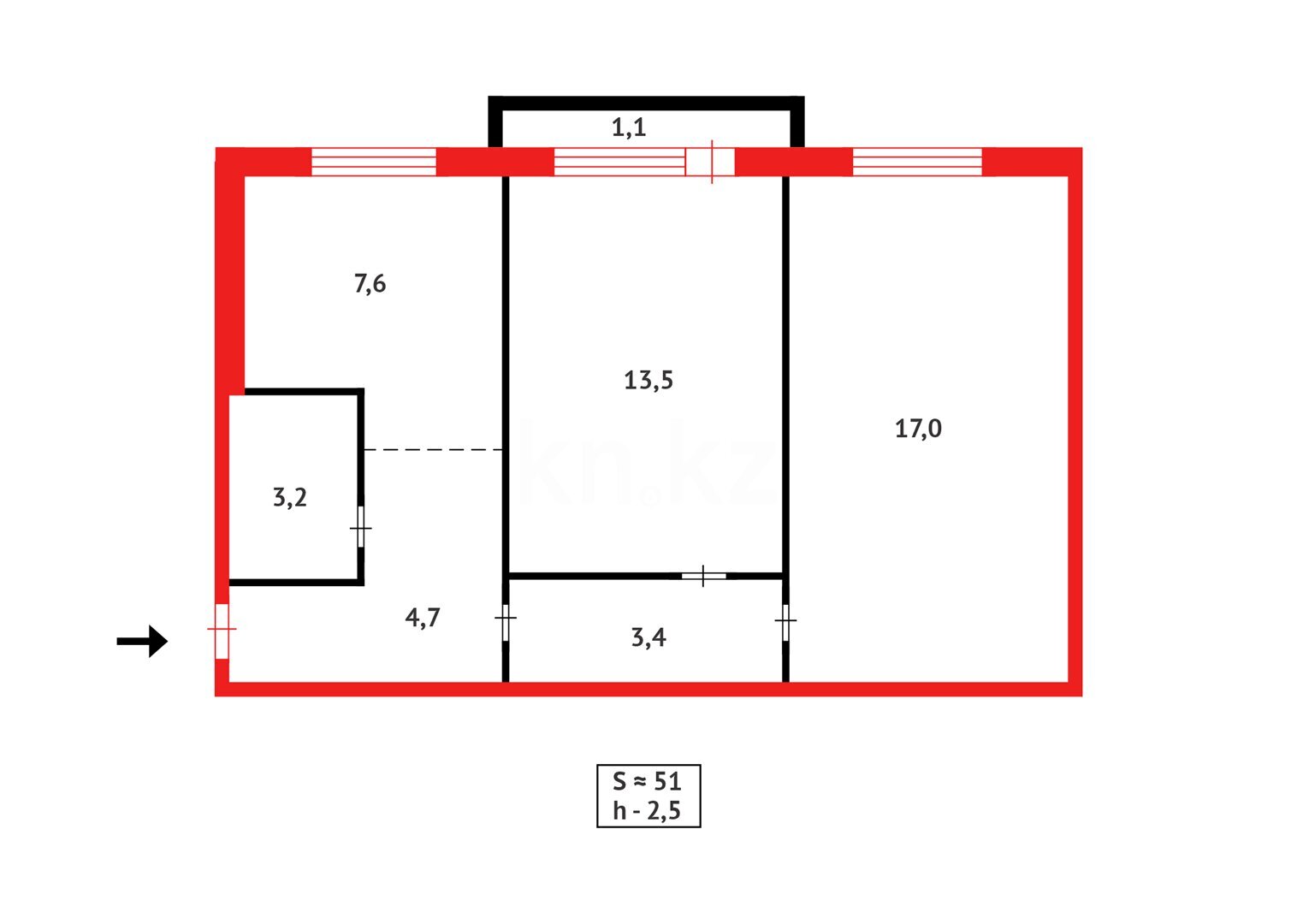 Продажа 2-комнатной квартиры, 51 м² в Караганде - фото 10