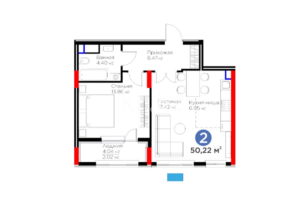 ЖК Jetisu Kerbez Comfort, 2-комнатная, цена 36 068 004 ₸, 718 200 ₸&nbsp;/&nbsp;м²