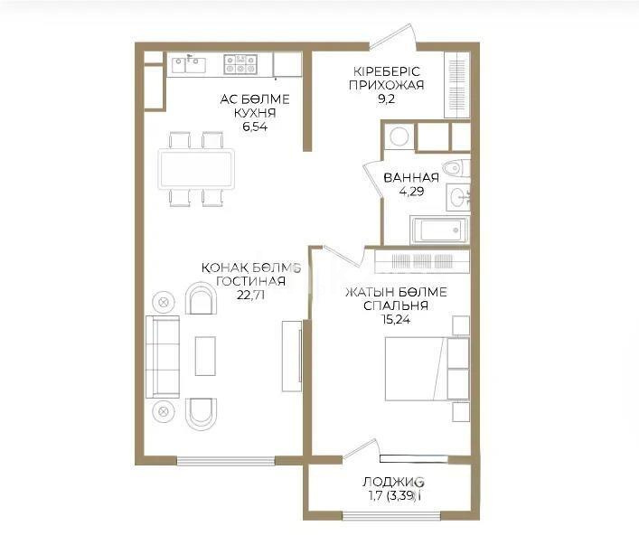 Продажа 2-комнатной квартиры, 60 м² в Алматы