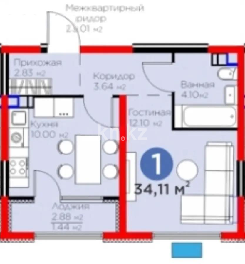 Продажа 1-комнатной квартиры, 34.11 м², ул. Байге, дом  12б в Алматы