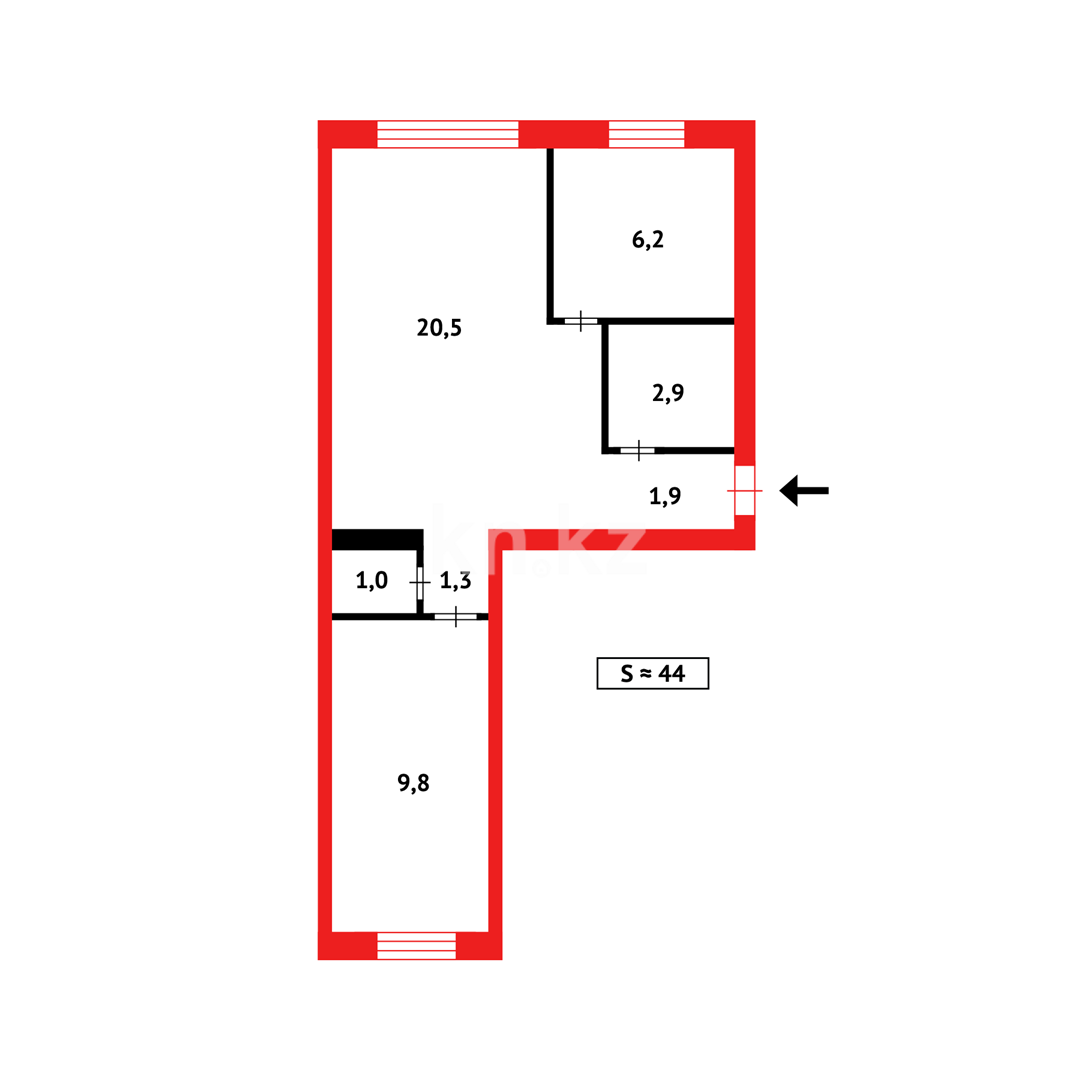 Продажа 2-комнатной квартиры, 44 м² в Темиртау - фото 8