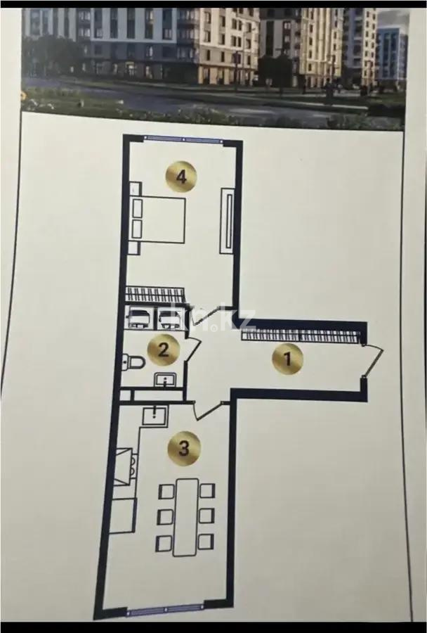Продажа 1-комнатной квартиры, 48.39 м², ул. Сыбызгы, дом  100 стр в Алматы